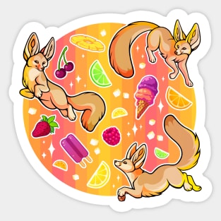 Fruity Fennecs - Summer Fennec Foxes with Ice Cream and Fruit Sticker